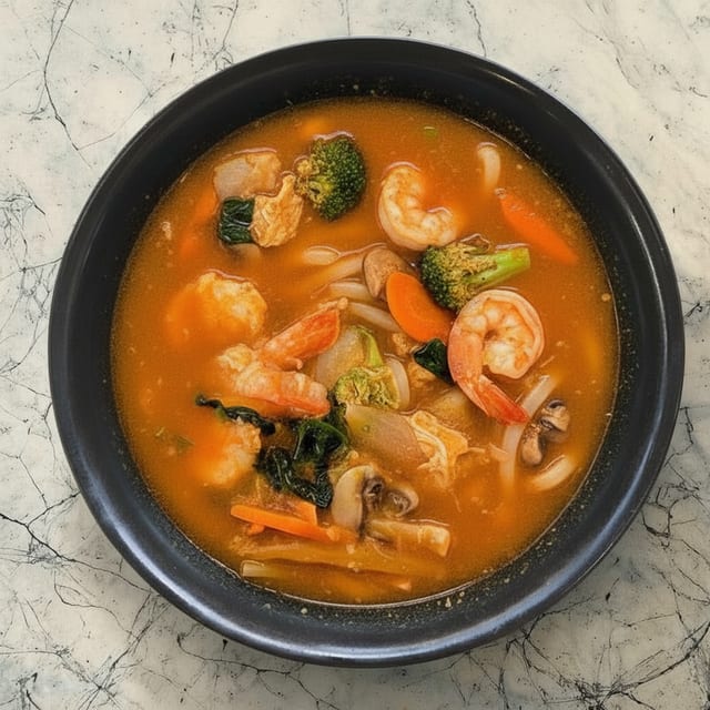 Hot and Spicy Seafood Udon.