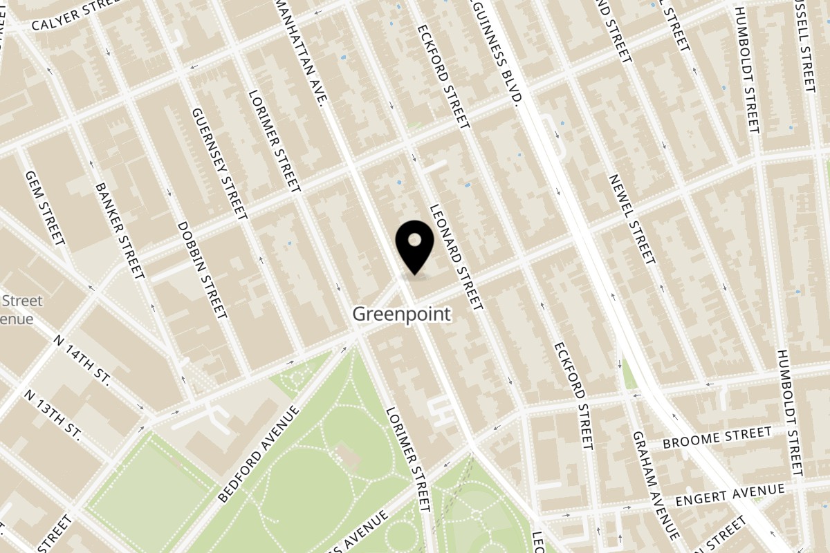 Map showing the location of Wasabi Sushi on 638 Manhattan Ave in Brooklyn